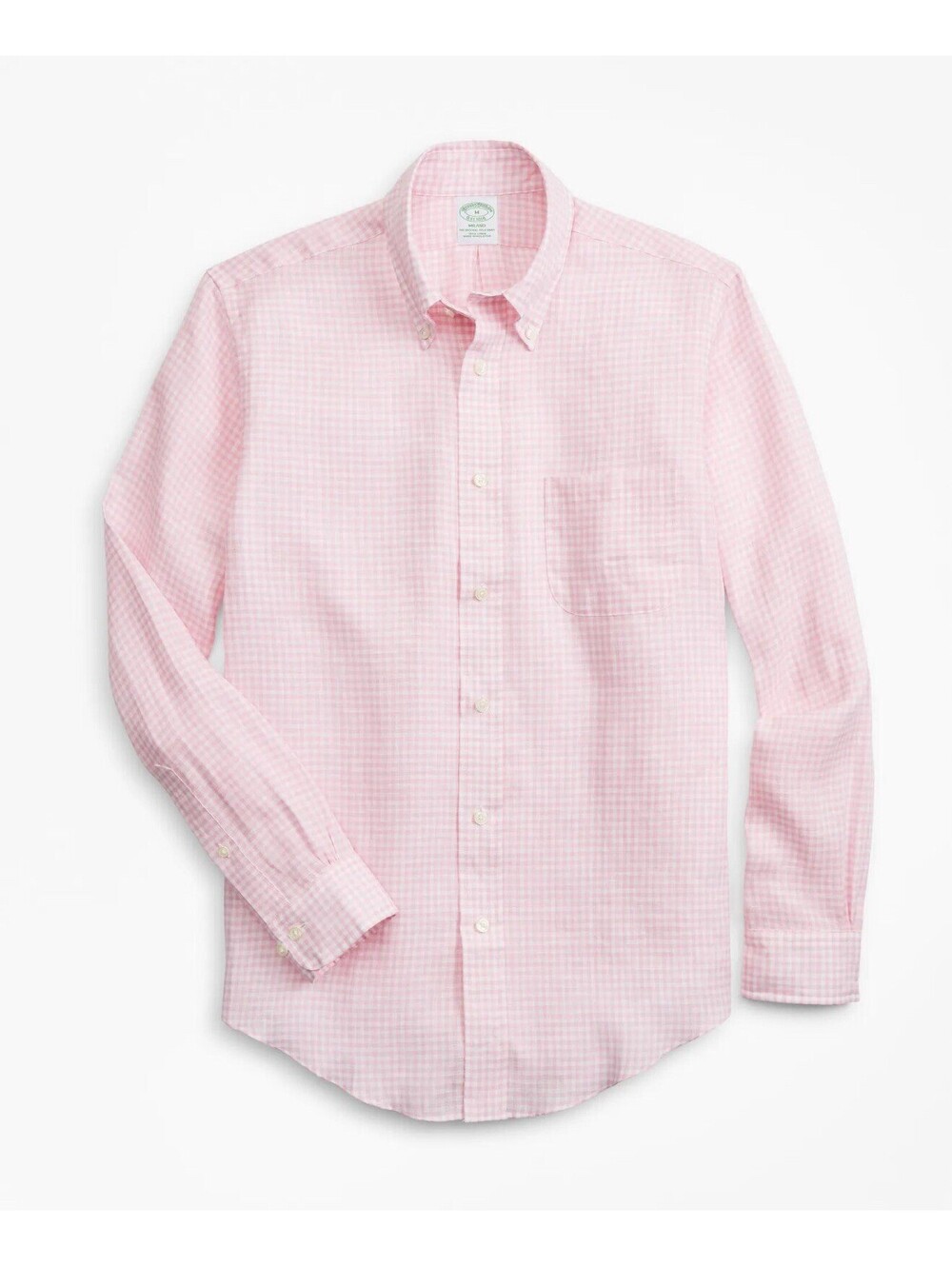 BROOKS BROTHERS Milano Stretch Non-Iron Oxford Shirt in Pink Check-Size X-Large